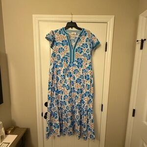 Entro Blue and Cream Floral Maxi Dress